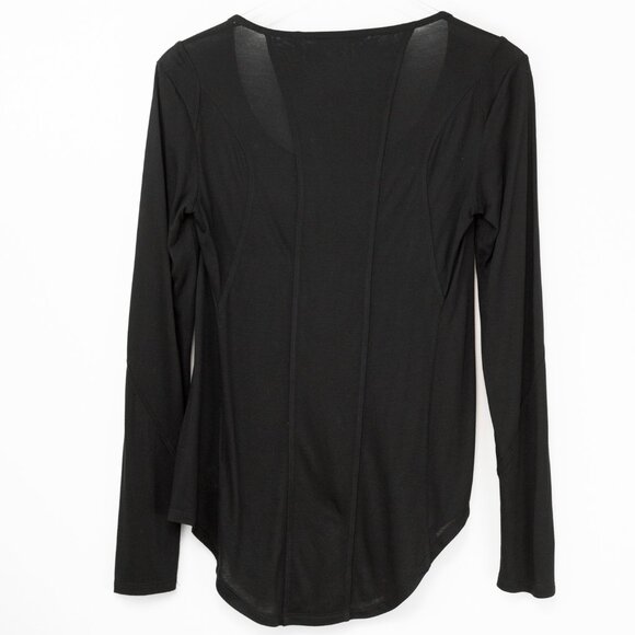 Helmut Lang Long Sleeve Tee 100% Modal Scoop Neck Size Small Black - Picture 2 of 5